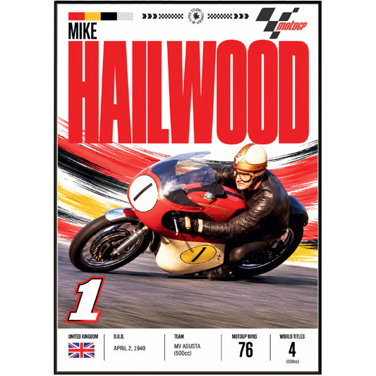 Mike Hailwood Mike the Bike vintage motorcycle legend poster
