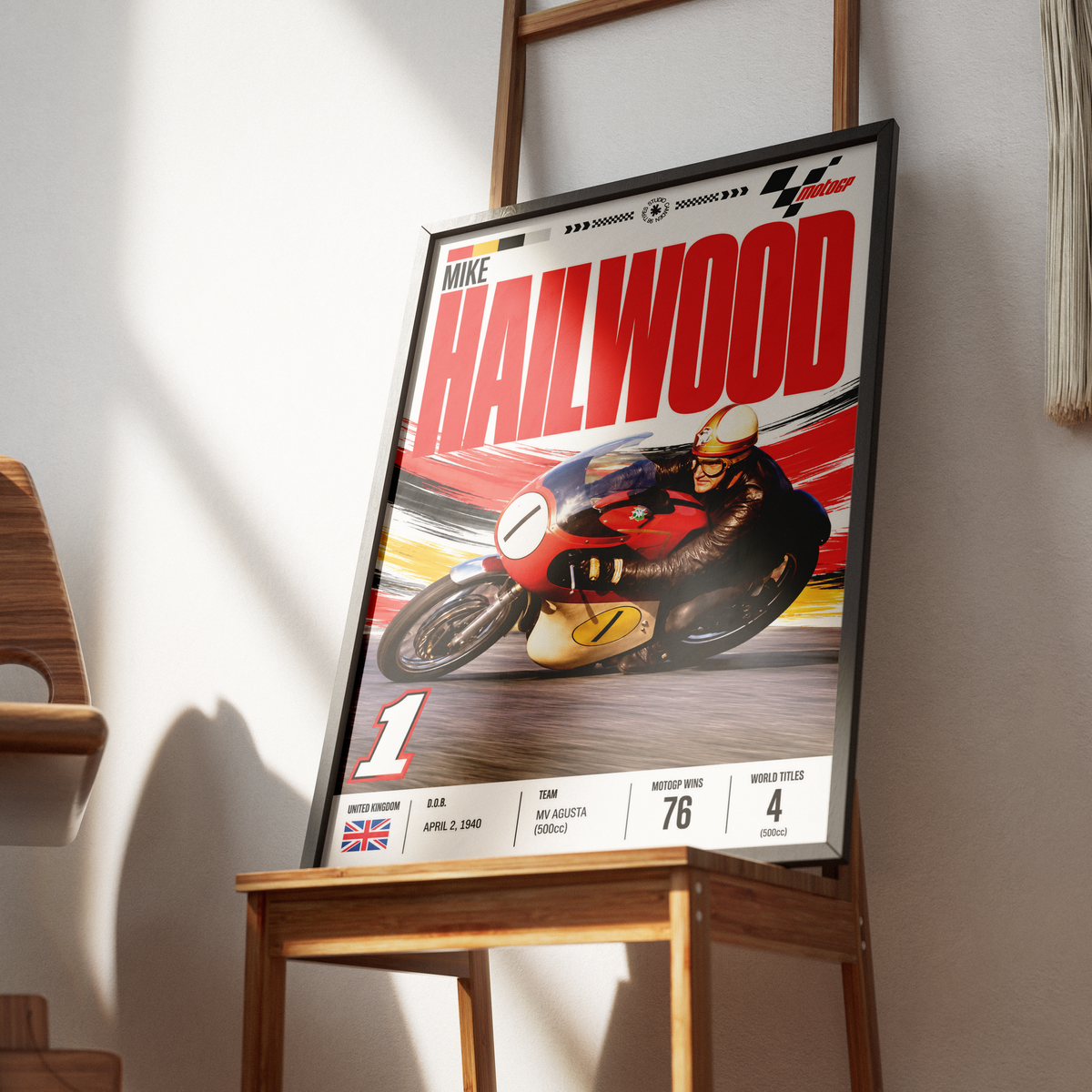 Mike Hailwood Mike the Bike vintage motorcycle legend poster