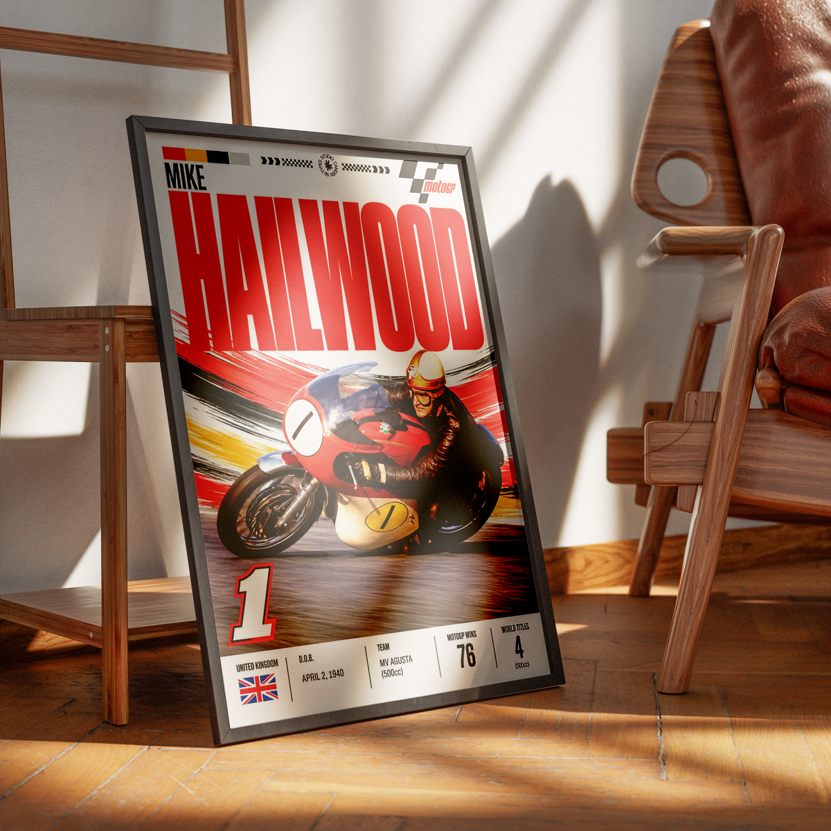 Mike Hailwood Mike the Bike vintage motorcycle legend poster