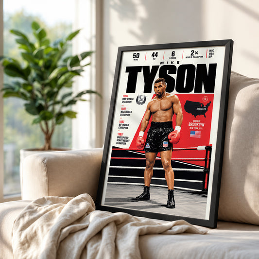 Mike Tyson poster, American boxing wall art print in a bedroom - 98types
