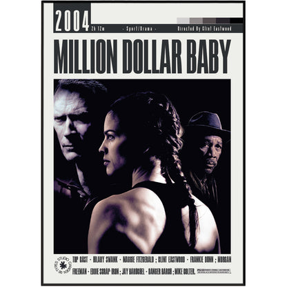 Million Dollar Baby 2004 Clint Eastwood film poster print UK — Hilary Swank Morgan Freeman boxing Oscar drama wall art 260gsm printed in England