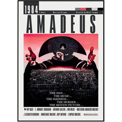 Minimalist Amadeus classical music film poster inspired by Mozart biographical drama