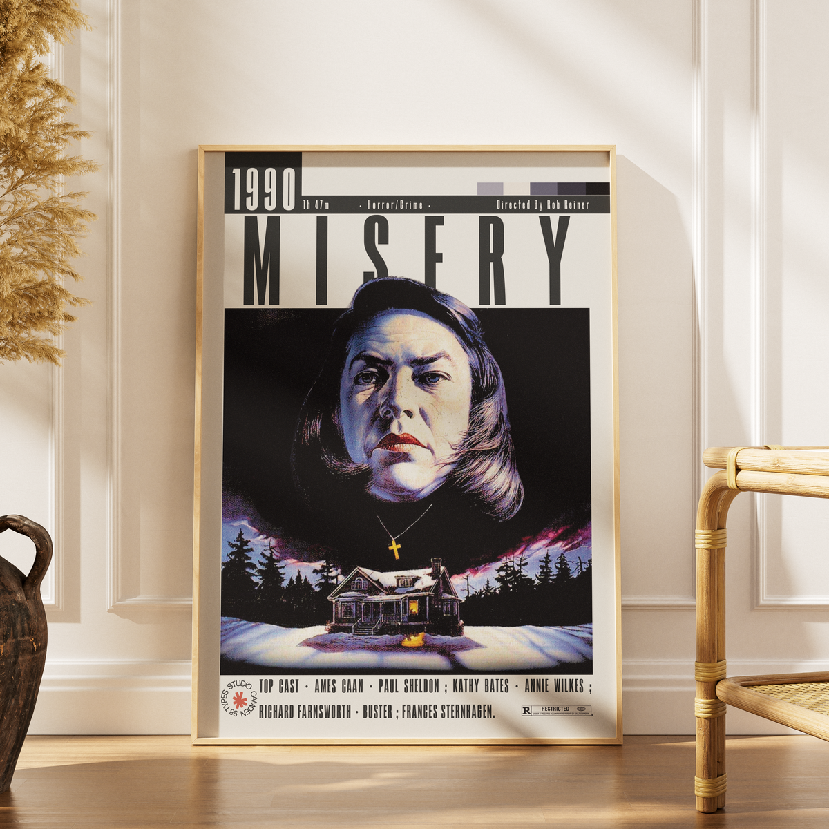Misery 1990 Rob Reiner film poster print UK — Kathy Bates Annie Wilkes Stephen King number one fan horror wall art 260gsm printed in England Camden Market