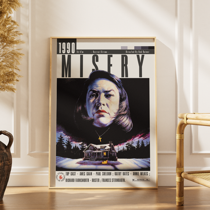 Misery 1990 Rob Reiner film poster print UK — Kathy Bates Annie Wilkes Stephen King number one fan horror wall art 260gsm printed in England Camden Market