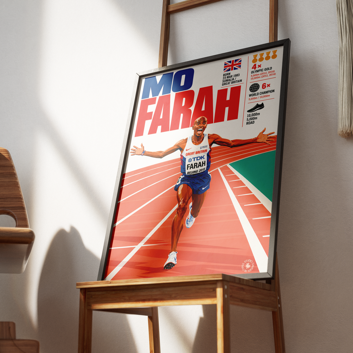 Mo Farah athletics poster wall art print by 98types