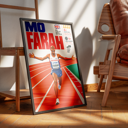 Mo Farah athletics poster wall art print by 98types