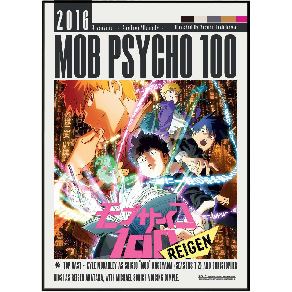 Mob Psycho 100 2016 anime poster — Shigeo Kageyama psychic wall art print UK
