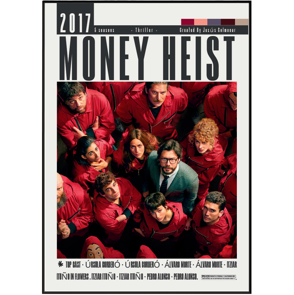 Money Heist La Casa de Papel Netflix TV series poster — Professor red jumpsuits wall art print UK