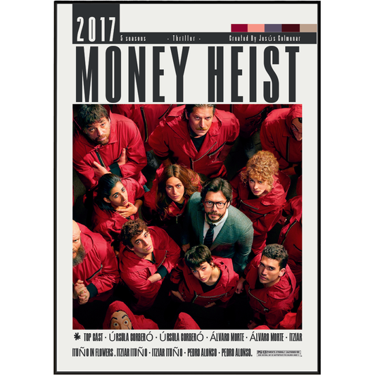 Money Heist La Casa de Papel Netflix TV series poster — Professor red jumpsuits wall art print UK