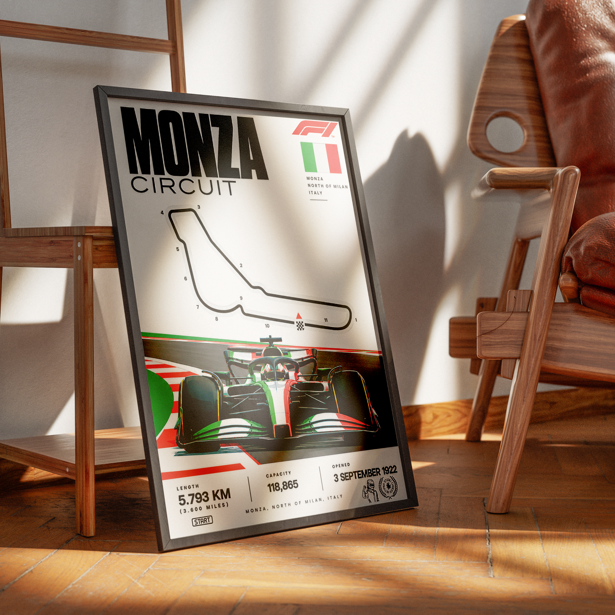 Monza Temple of Speed Italian Grand Prix F1 track poster by 98types