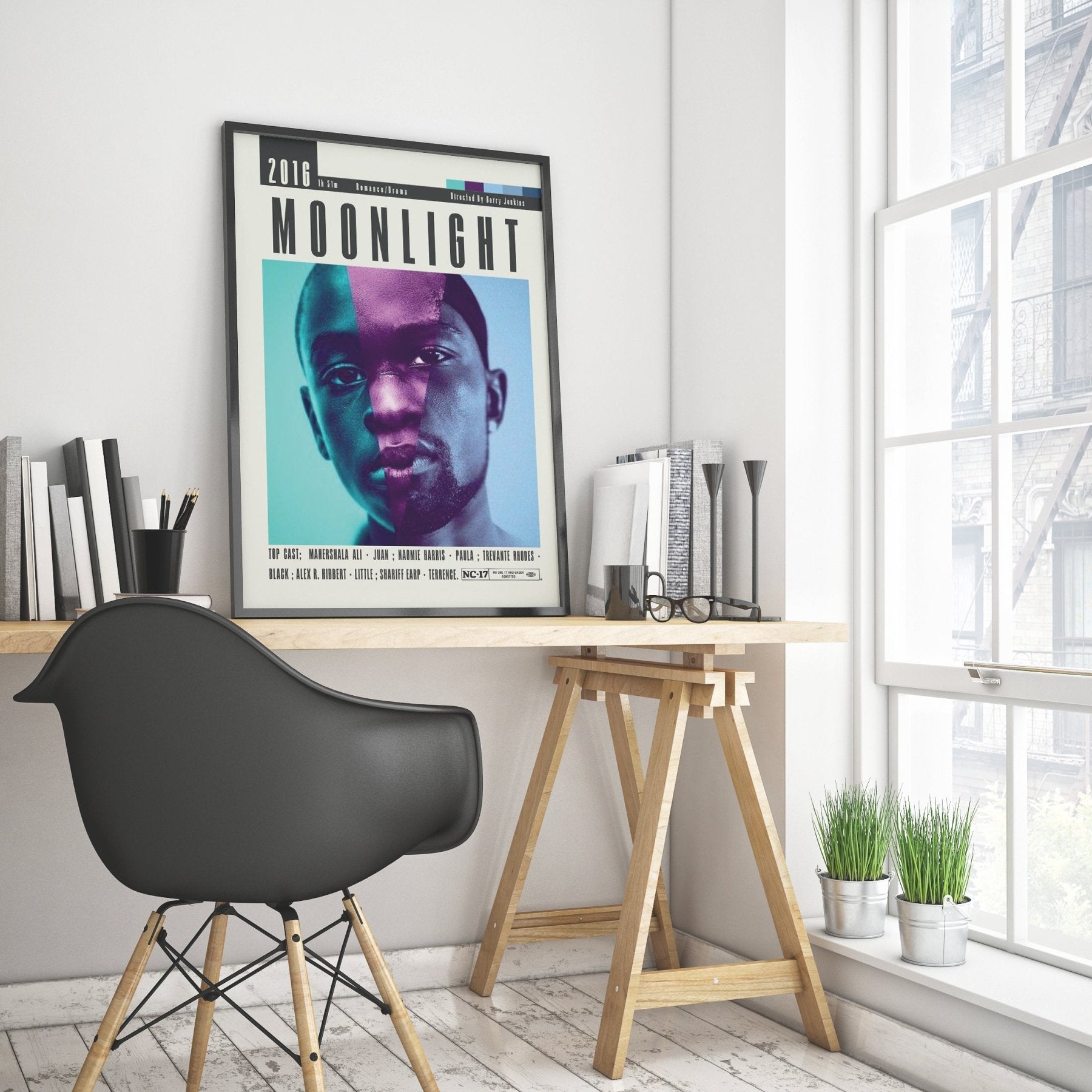 Moonlight 2016 LGBTQ+ film poster — Barry Jenkins Chiron Juan Teresa Kevin Black gay identity Miami wall art print UK - 98types