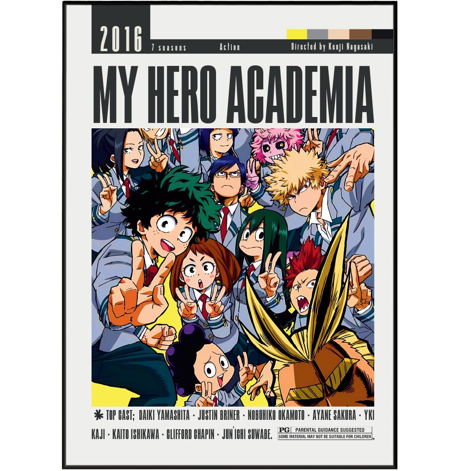 My Hero Academia anime poster print UK — Izuku Midoriya All Might shonen wall art 260gsm Camden Market
