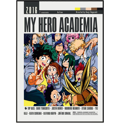 My Hero Academia anime poster print UK — Izuku Midoriya All Might shonen wall art 260gsm Camden Market