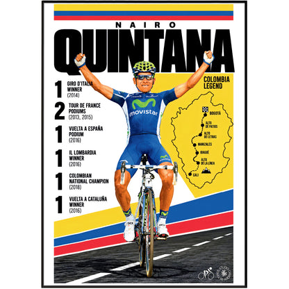 Nairo Quintana poster, Colombian cycling wall art print in a pain cave - 98types