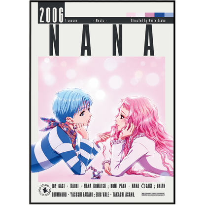Nana Volume 6 Season 1 CD cover art featuring anime characters Nana and Nanami in a pink and blue striped outfit against a light pink bokeh background, with the title 'NANA' and release details printed on the cover.