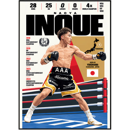 Naoya Inoue poster, Japanese boxing wall art print in a home office - 98types