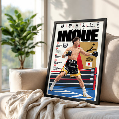 Naoya Inoue poster, Japanese boxing wall art print in a home office - 98types