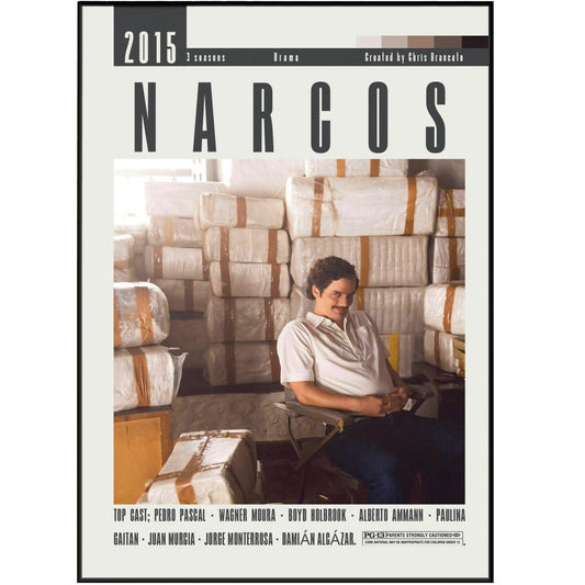 Narcos Netflix TV series poster — Pablo Escobar Colombian drug cartel wall art print UK