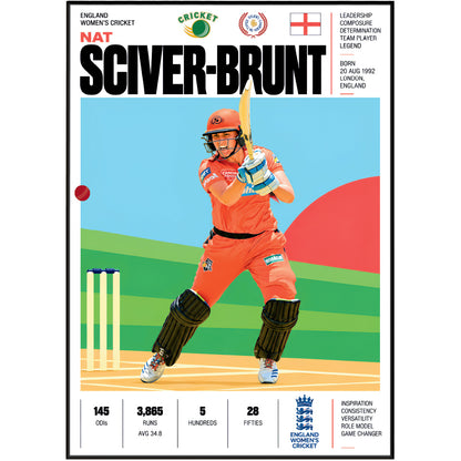 Nat Sciver-Brunt cricket poster wall art print by 98types