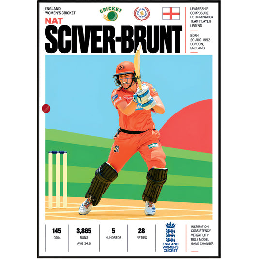 Nat Sciver-Brunt cricket poster wall art print by 98types
