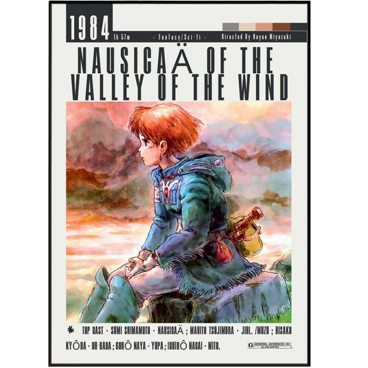 Nausicaa of the Valley of the Wind 1984 Ghibli anime film poster — Miyazaki wall art print UK
