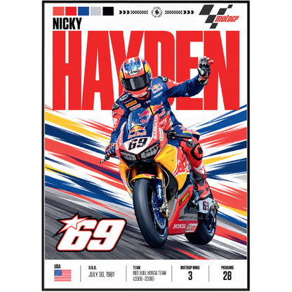 Nicky Hayden Kentucky Kid #69 MotoGP world champion poster