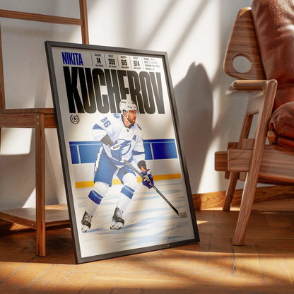 Nikita Kucherov poster, Tampa Bay Lightning NHL ice hockey wall art print in a sports bar - 98types