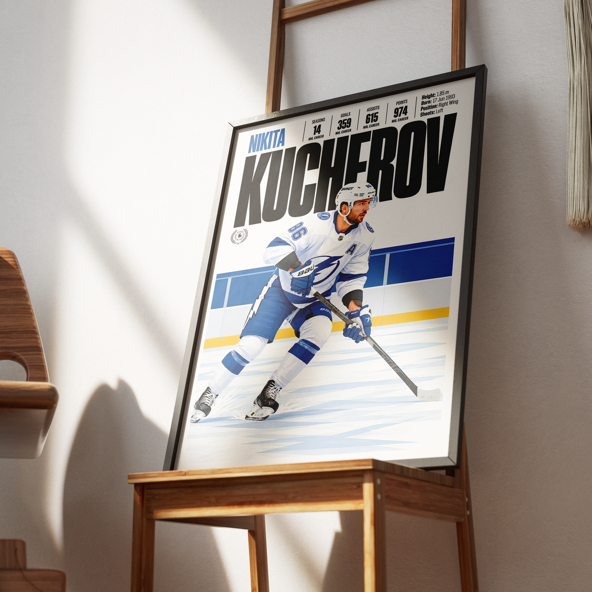 Nikita Kucherov poster, Tampa Bay Lightning NHL ice hockey wall art print in a sports bar - 98types