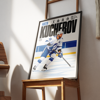 Nikita Kucherov poster, Tampa Bay Lightning NHL ice hockey wall art print in a sports bar - 98types