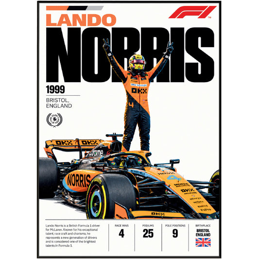 Lando Norris McLaren Formula 1 world champion poster by 98types