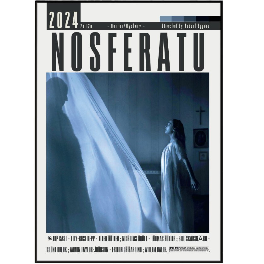 Nosferatu 2024 horror film poster — Robert Eggers Bill Skarsgård Count Orlok gothic vampire wall art print UK
