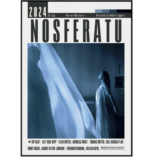 Nosferatu 2024 horror film poster — Robert Eggers Bill Skarsgård Count Orlok gothic vampire wall art print UK

