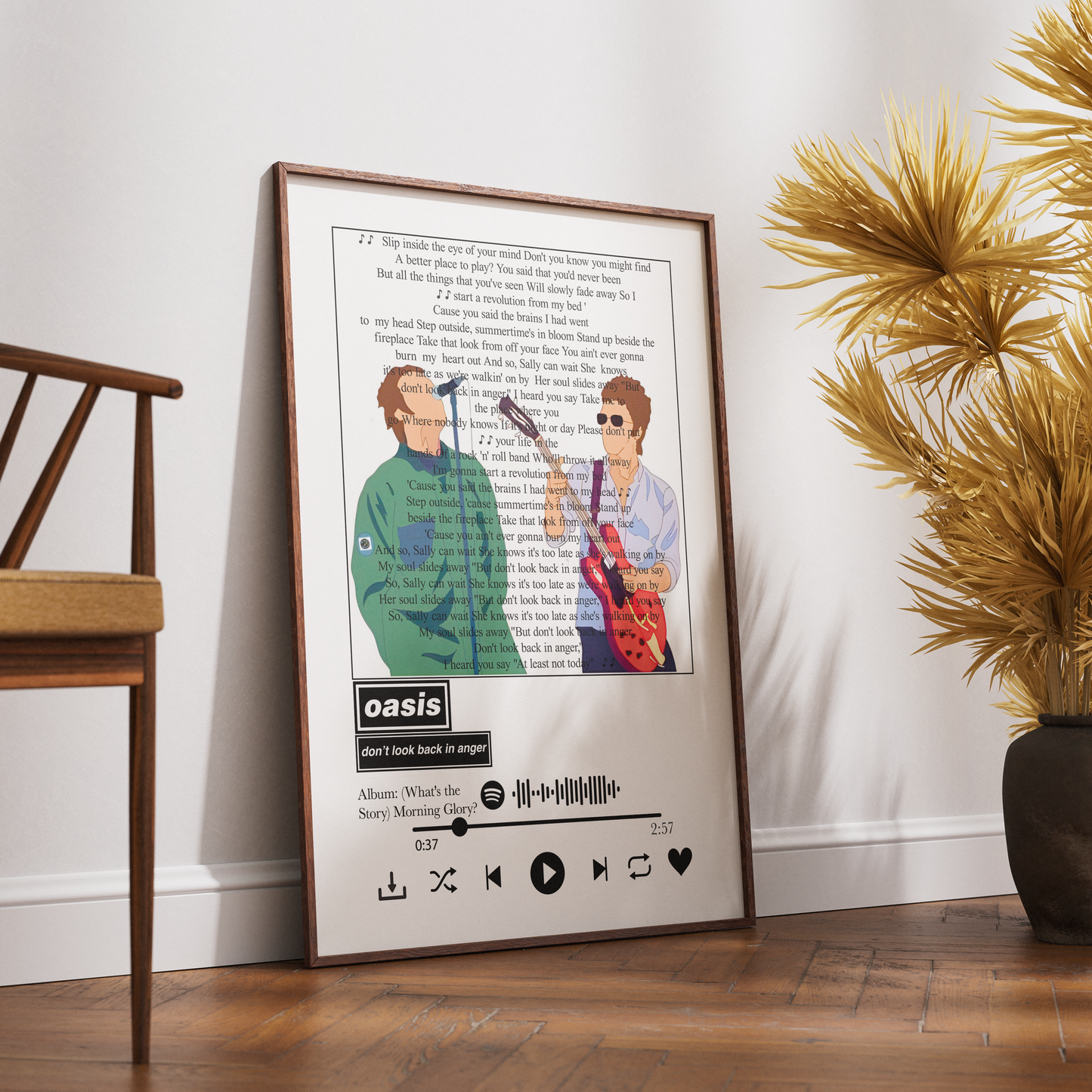 Oasis “Don’t Look Back in Anger” Lyrics Wall Art Print