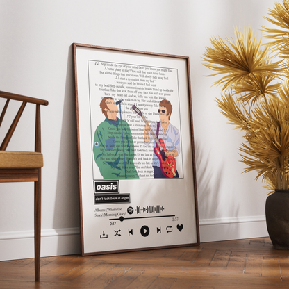 Oasis “Don’t Look Back in Anger” Lyrics Wall Art Print