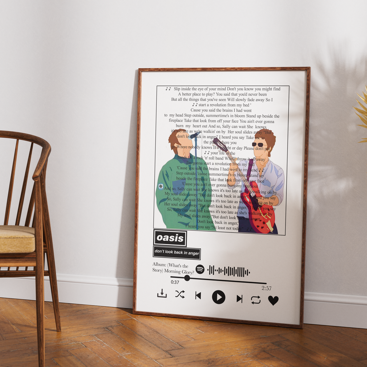 Oasis “Don’t Look Back in Anger” Lyrics Wall Art Print