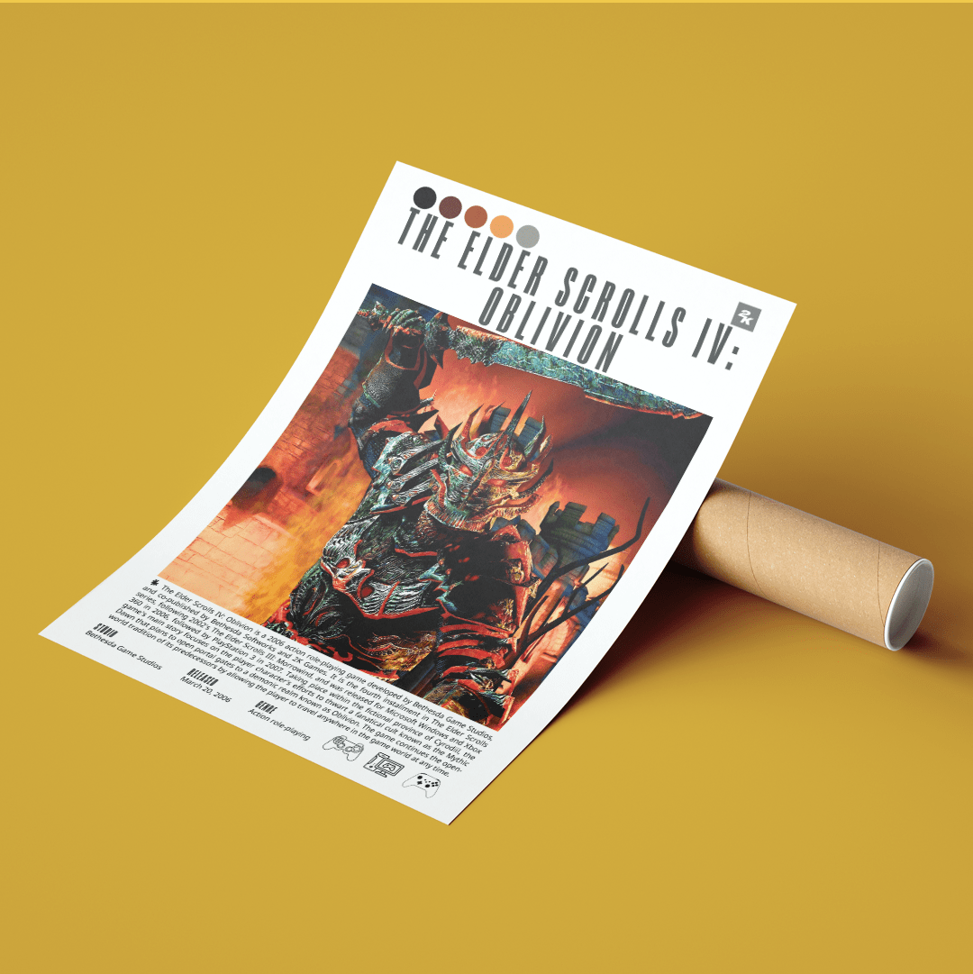 Oblivion 2006 game poster — Bethesda Martin Septim Cyrodiil open world RPG wall art print UK - 98types