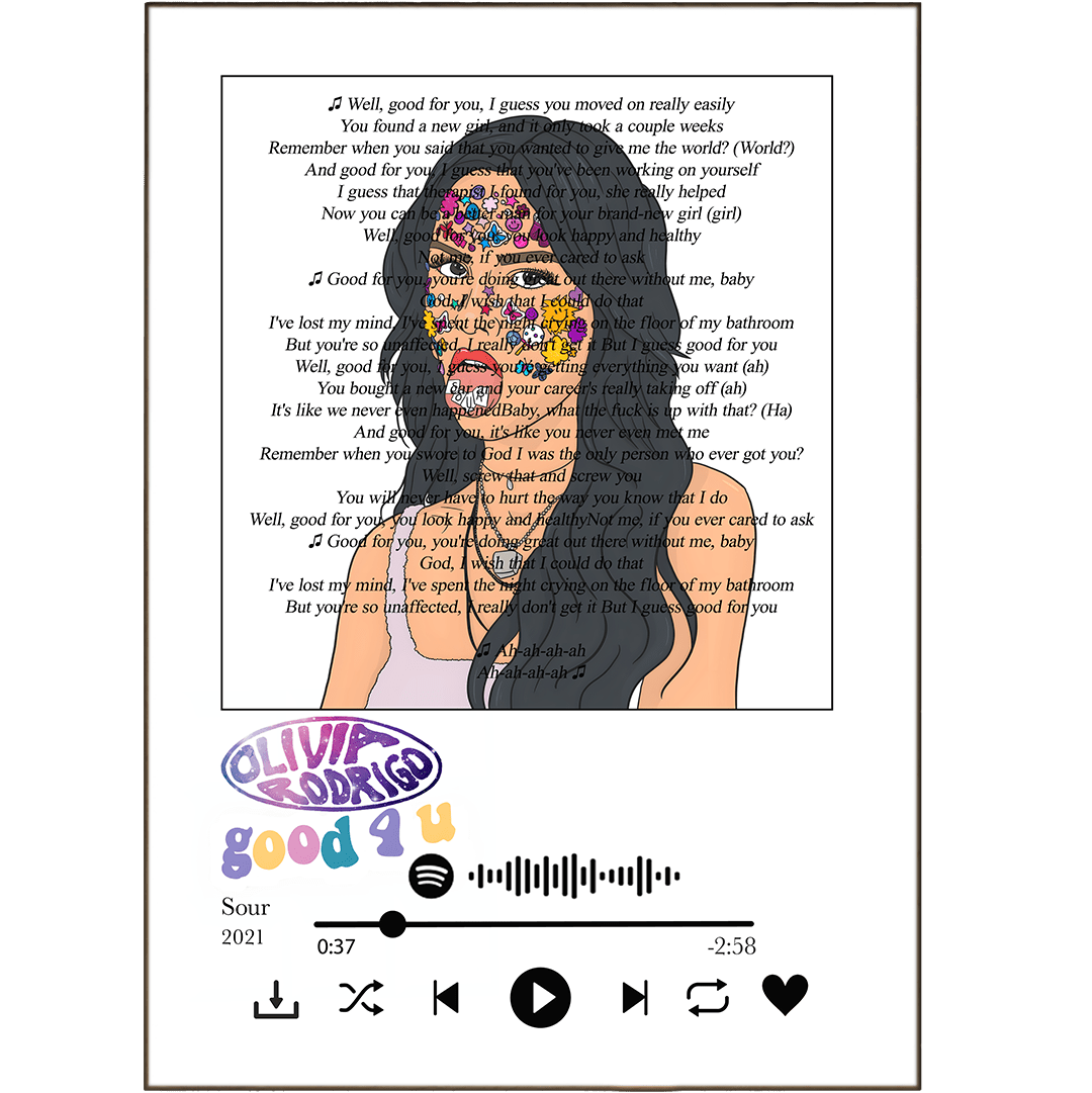Olivia Rodrigo Good 4 U song lyrics art print poster UK