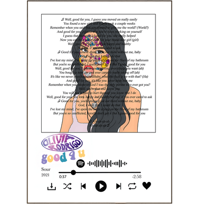 Olivia Rodrigo Good 4 U song lyrics art print poster UK
