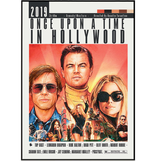 Once Upon a Time in Hollywood 2019 Quentin Tarantino film poster print UK — Brad Pitt DiCaprio wall art 260gsm Camden