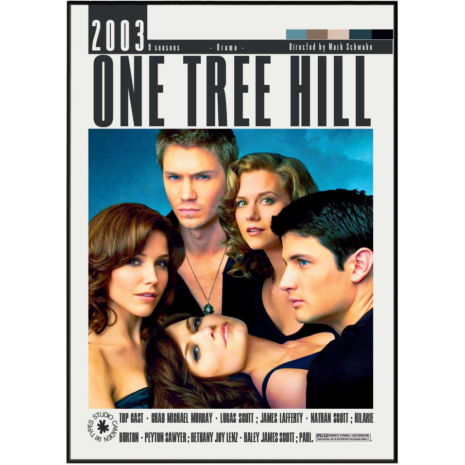 One Tree Hill Season 2 DVD cover, featuring the title '2003 One Tree Hill Season 2' at the top, a blue background with the cast's photos in the center, and actor names at the bottom.
