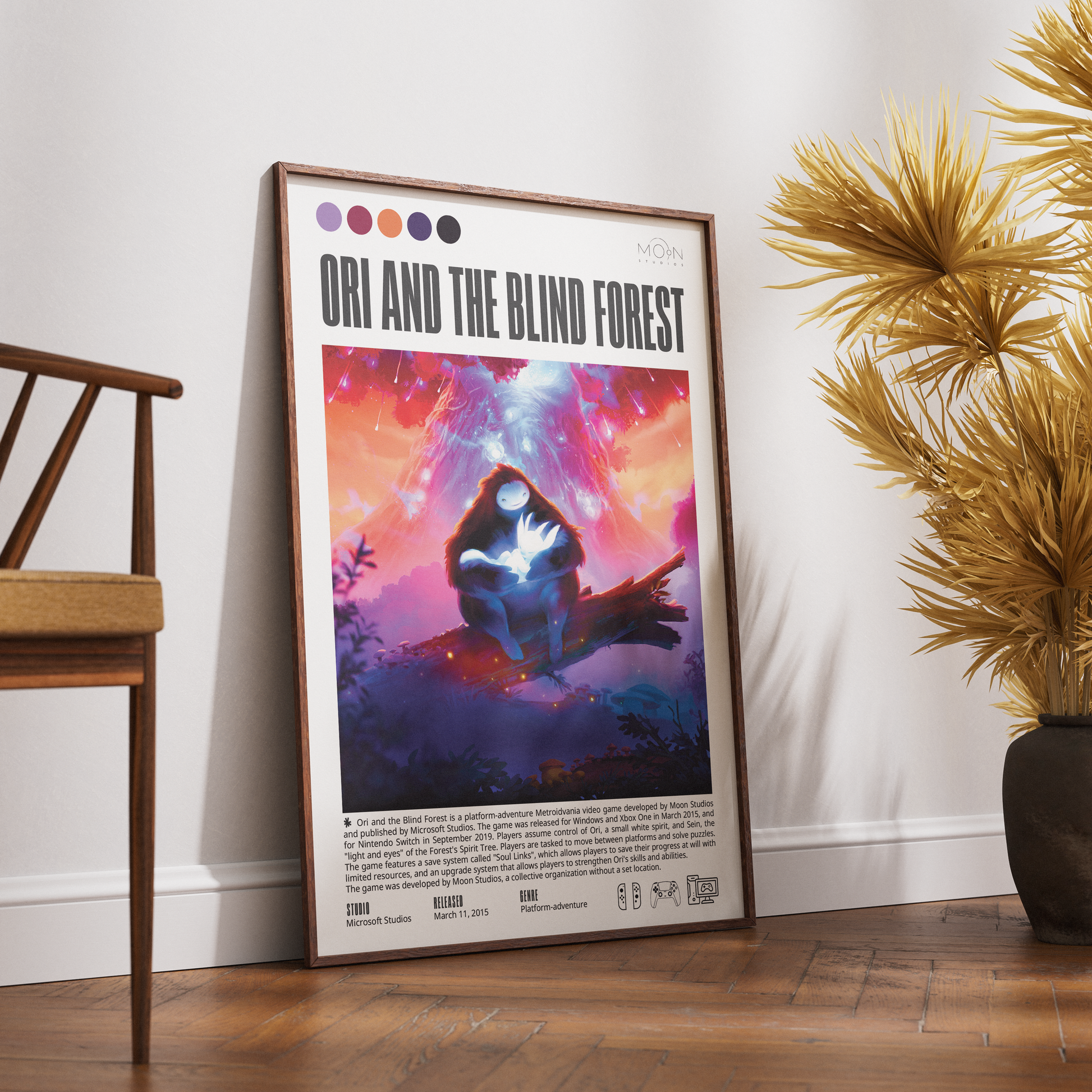Ori and the Blind Forest 2015 game poster — Moon Studios forest platformer wall art print UK
