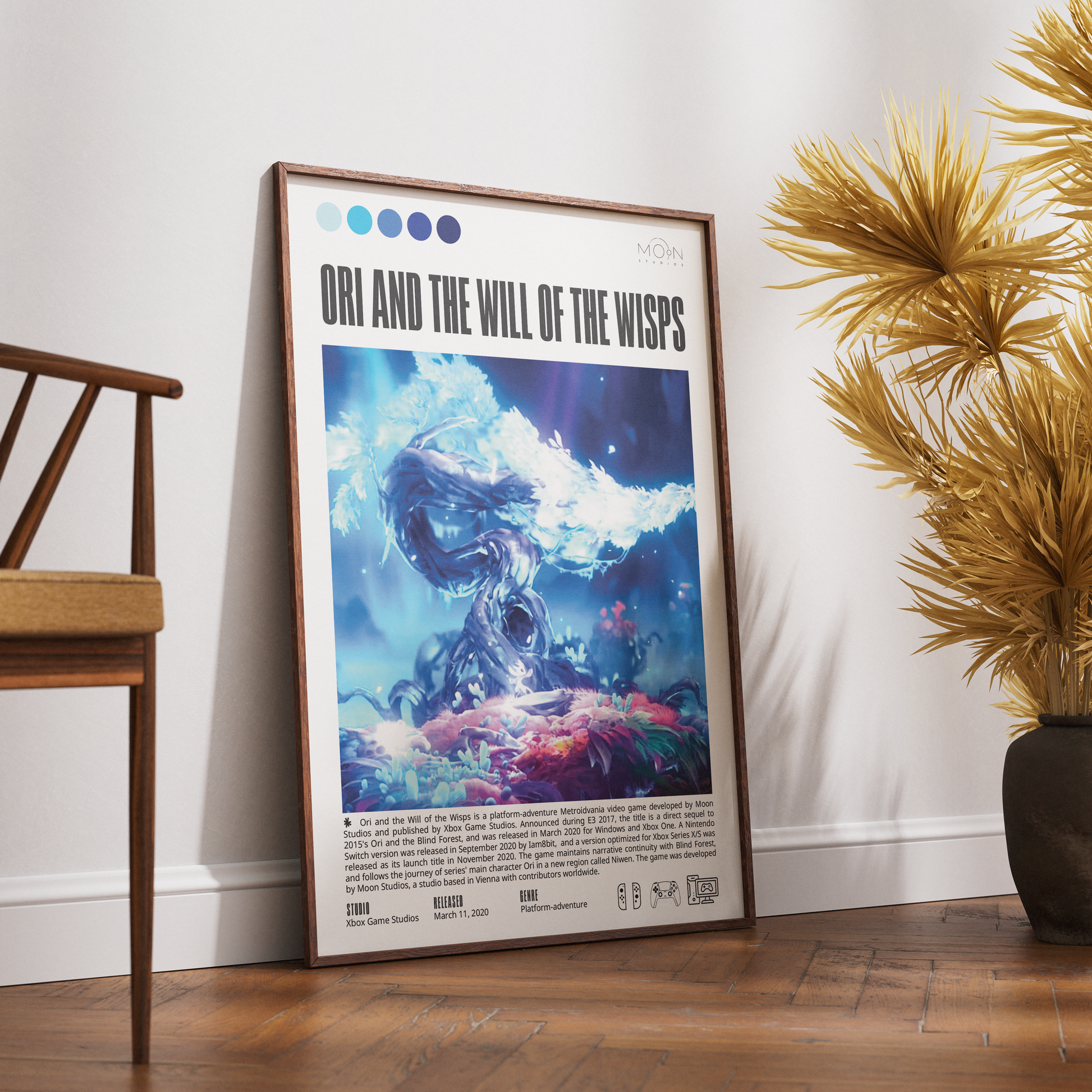 Ori and the Will of the Wisps 2020 game poster — Moon Studios platformer wall art print UK
