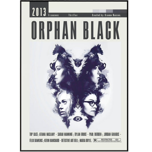 Orphan Black TV series poster — Sarah Manning clone sci-fi wall art print UK
- 98types