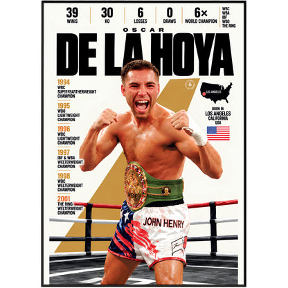 Oscar De La Hoya poster, American boxing wall art print in a bedroom - 98types