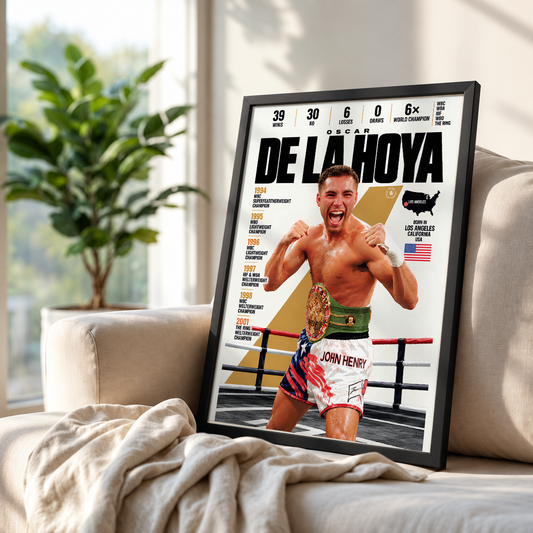 Oscar De La Hoya poster, American boxing wall art print in a bedroom - 98types