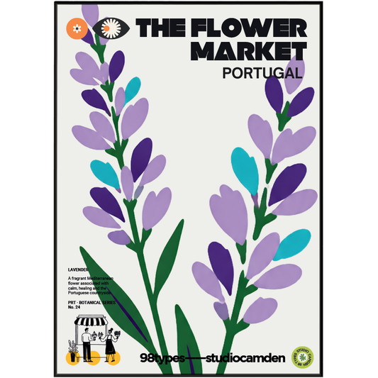 The Flower Market Portugal Red Carnation botanical poster print UK — Carnation Revolution 1974 graphic wall art 260gsm printed in England Camden Market