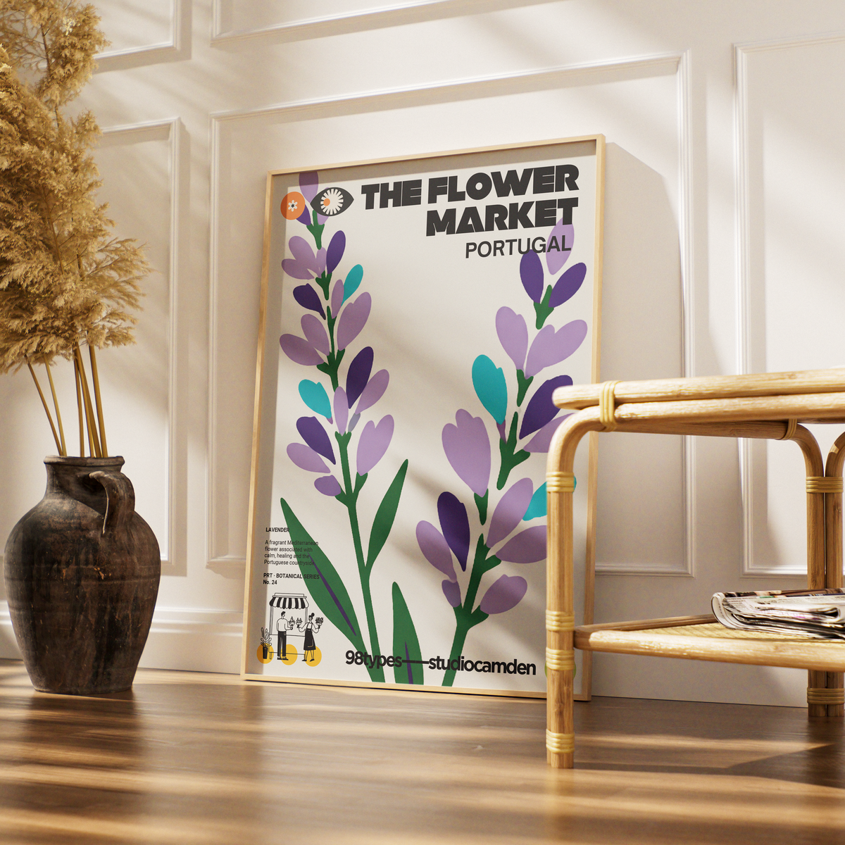 The Flower Market Portugal Red Carnation botanical poster print UK — Carnation Revolution 1974 graphic wall art 260gsm printed in England Camden Market
