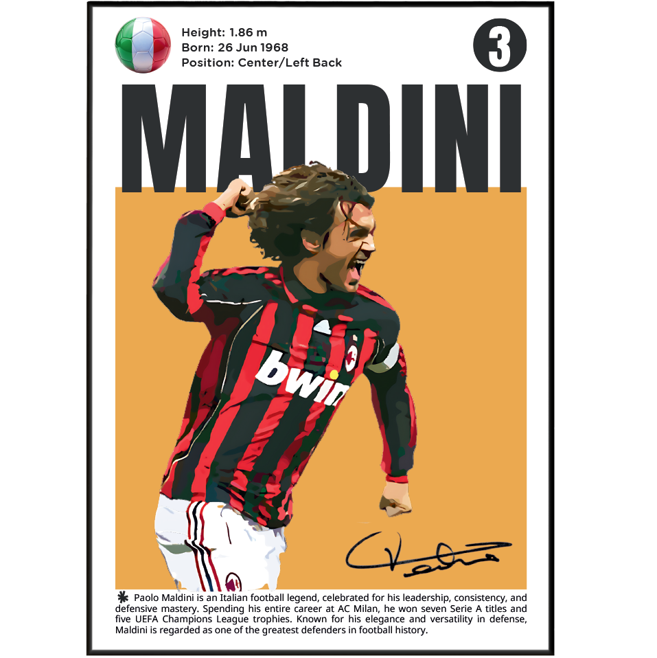 Paolo Maldini Football Poster