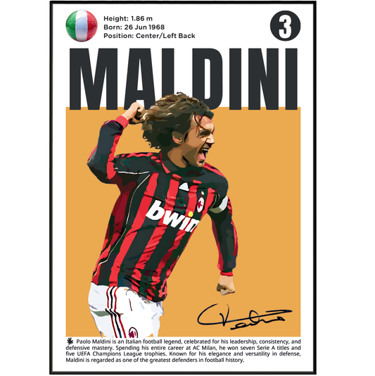 Paolo Maldini Football Poster
