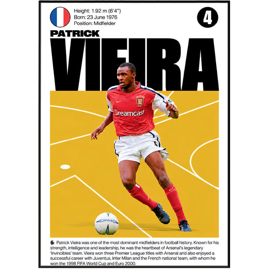 Patrick Vieira football poster – Arsenal Midfield Legend – 98types